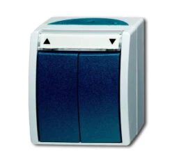 Universal Busch Jaeger Jalousietaster 2621/4 W-53 Grau/blaugrün Mit Beschriftungsbogen Ocean Aufputz