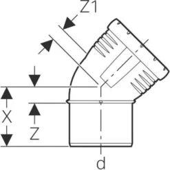 Geberit Silent Pro Bogen 393522141 DN 100, 45°, Hochschalldämmend -Heimwerkzeuge Geberit Silent Pro Bogen 393522141 DN 100 45° hochschalldaemmend 1