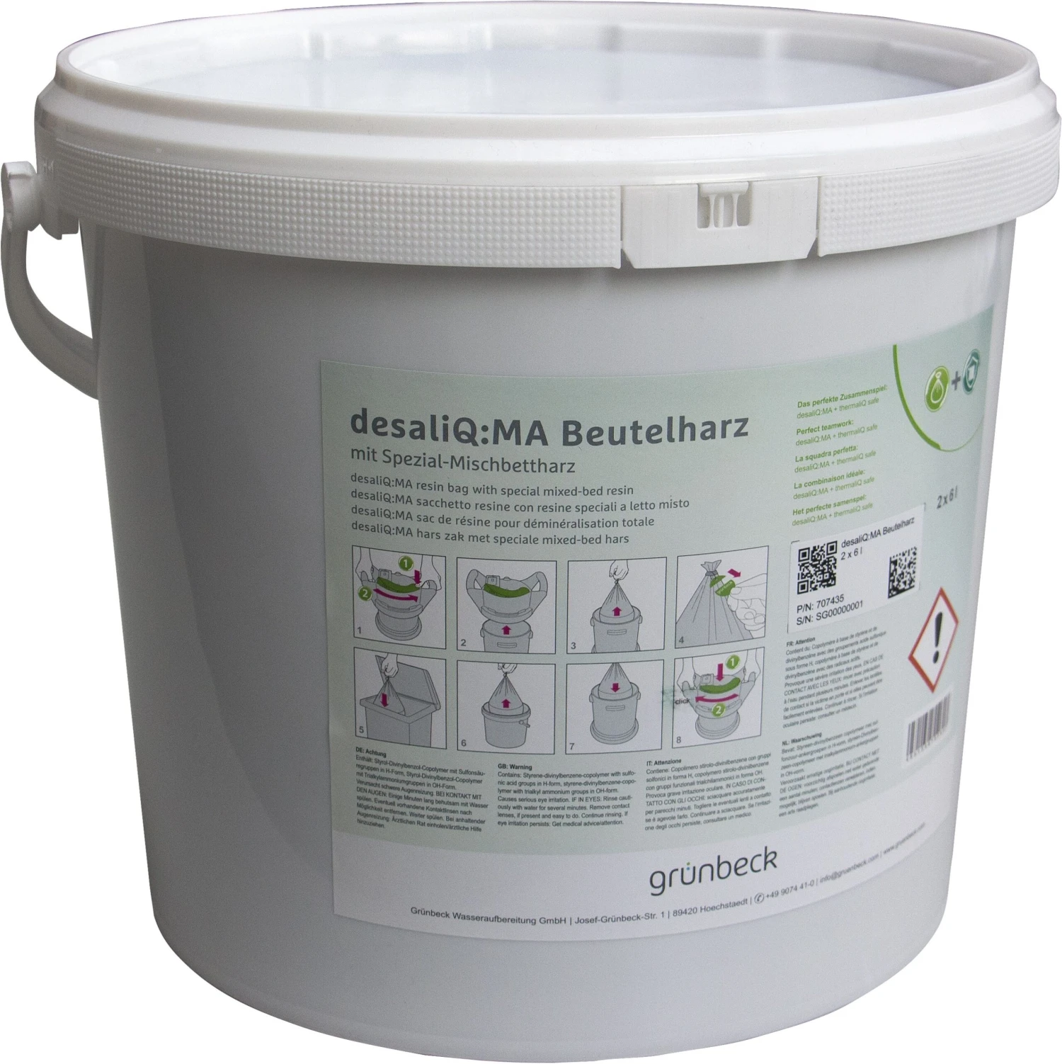 Grünbeck DesaliQ Beutelharz 707435 2 Stück A 6 Liter, Im Luftdichtem Eimer 3 Grünbeck DesaliQ Beutelharz 707435 2 Stück A 6 Liter, Im Luftdichtem Eimer
