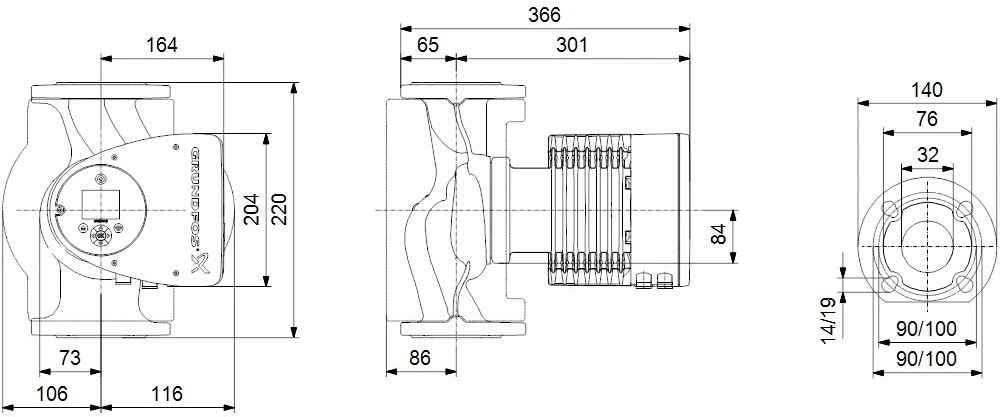 Grundfos Magna3 Heizungsumwälzpumpe 97924664 50-150F, 280 Mm, PN 6/10, 230 V 4 Grundfos Magna3 Heizungsumwälzpumpe 97924664 50-150F, 280 Mm, PN 6/10, 230 V – Bild 2