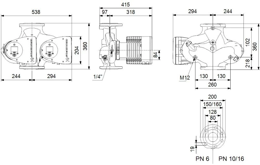 Grundfos Magna3 D Umwälzdoppelpumpe 97924901 80-40F, 360 Mm, PN 16, 230 V 4 Grundfos Magna3 D Umwälzdoppelpumpe 97924901 80-40F, 360 Mm, PN 16, 230 V – Bild 2