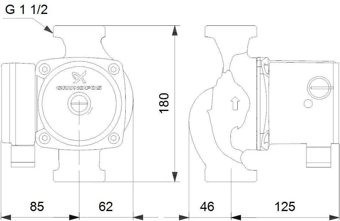 Grundfos Serie 100 Umwälzpumpe 99255525 UPS 25-80 N, 230 V, UBA, 180mm 4 Grundfos Serie 100 Umwälzpumpe 99255525 UPS 25-80 N, 230 V, UBA, 180mm – Bild 2