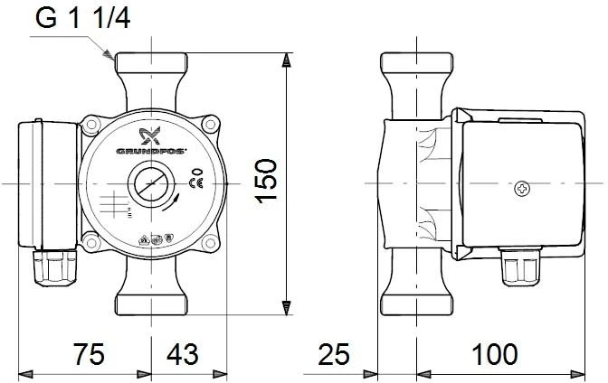 Grundfos Serie 100 Zirkulationspumpe 59643500 Edelstahl, UP 20-30 N, 230 V, 150mm 4 Grundfos Serie 100 Zirkulationspumpe 59643500 Edelstahl, UP 20-30 N, 230 V, 150mm – Bild 2