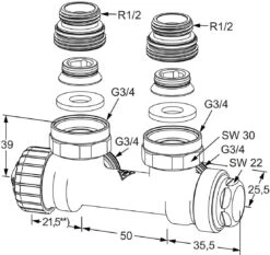 Heimwerkzeuge -Heimwerkzeuge Heimeier Ventil Multilux Zweirohr 385102000 Eckform 1