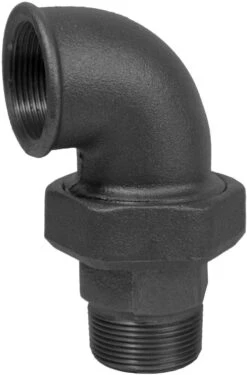 Hermann Schmidt Temperguss 98 Winkelverschraubung 14098020 DN 20, 3/4", Konisch Dichtend, IG/AG, Schwarz