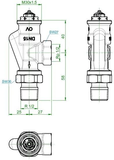 Oventrop Baureihe AV 9 Thermostatventil 1183904 Messing Vernickelt, DN 15, Axial 5 Oventrop Baureihe AV 9 Thermostatventil 1183904 Messing Vernickelt, DN 15, Axial – Bild 3