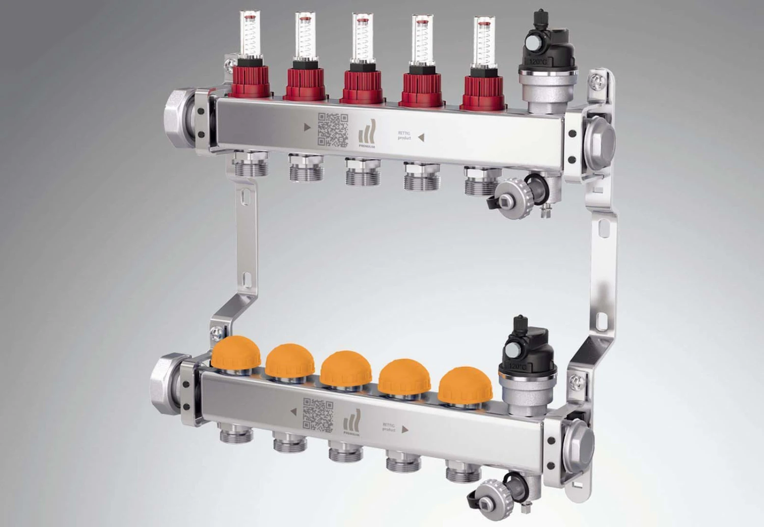 Purmo Heizkreisverteiler FF7MSSD114AKDB5 11 Kreise, 653 Mm Lang, 1", Edelstahl, Dynamic 3 Purmo Heizkreisverteiler FF7MSSD114AKDB5 11 Kreise, 653 Mm Lang, 1", Edelstahl, Dynamic