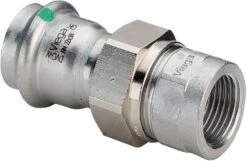 Viega Sanpress Inox Verschraubung 437558 42mmxRp 1 1/2, Stahl Nichtrostend, Flachdichtend, SC-Contur