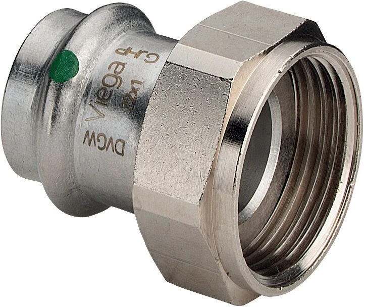 Viega Sanpress Inox Verschraubung 437947 54mmxG 2 3/8, Stahl Nichtrostend, Flachdichtend, SC-Contur 2 Viega Sanpress Inox Verschraubung 437947 54mmxG 2 3/8, Stahl Nichtrostend, Flachdichtend, SC-Contur